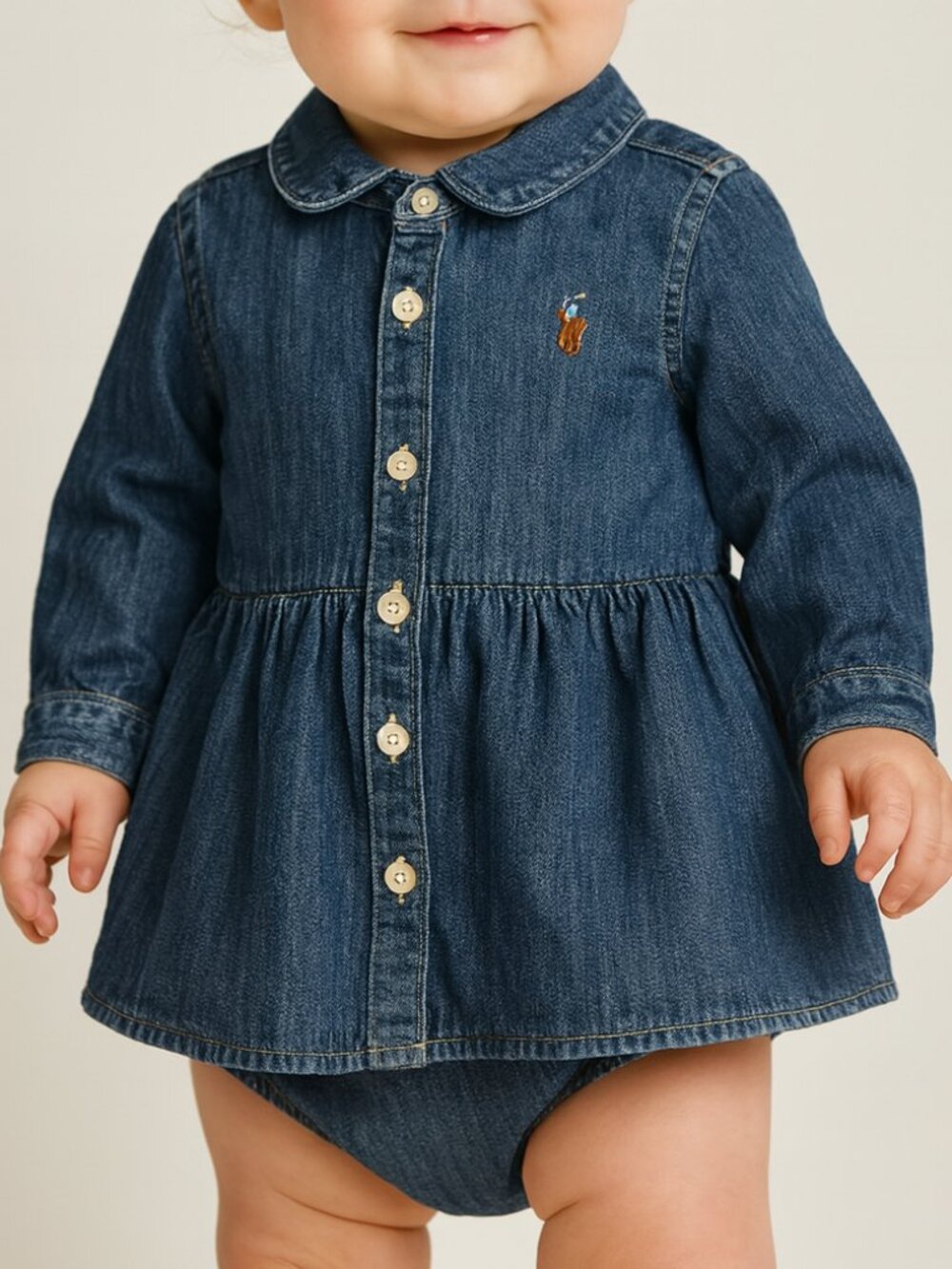 Ralph Lauren Baby Denim Long Sleeve Jumpsuit Set - 12M, NWT